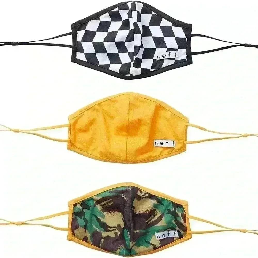 NEFF mens Men's 3 Pack Reusable Washable Fun Designs Face Mask